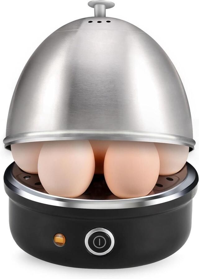 WHOUSE Eierkoker Electrisch 4 in 1 Geschikt voor 7 Eieren Zwart