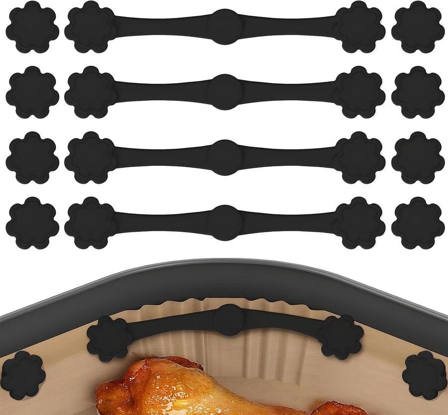 WideSmart 12 stuks magnetische siliconen gespen voor Aair friteuse accessoires voor luchtfriteuse magneten voor luchtfriteuse sterke bevestiging van bakpapier voorkomt brandwonden