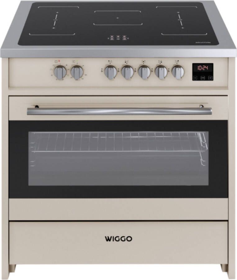 Wiggo WIO-E921A(CX) Vrijstaande Inductie Elektrische Oven 90cm 8 Function 121 Liter 3000 W Creme