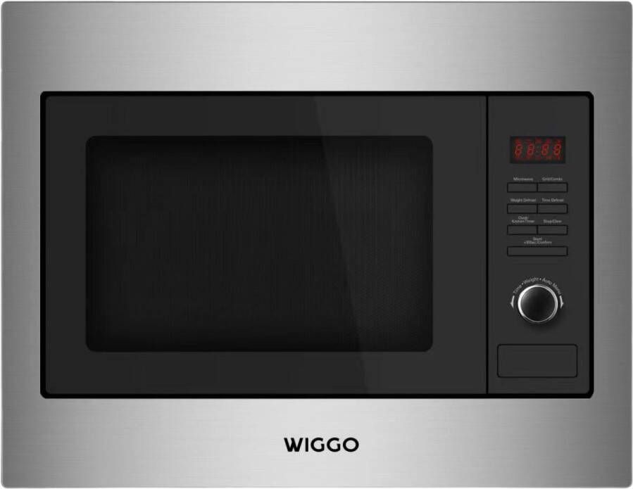 Wiggo WBM-G6025(BX) Inbouw combi magnetron 60 cm 25 Liter 1450 W 5 jaar garantie Zwart Rvs