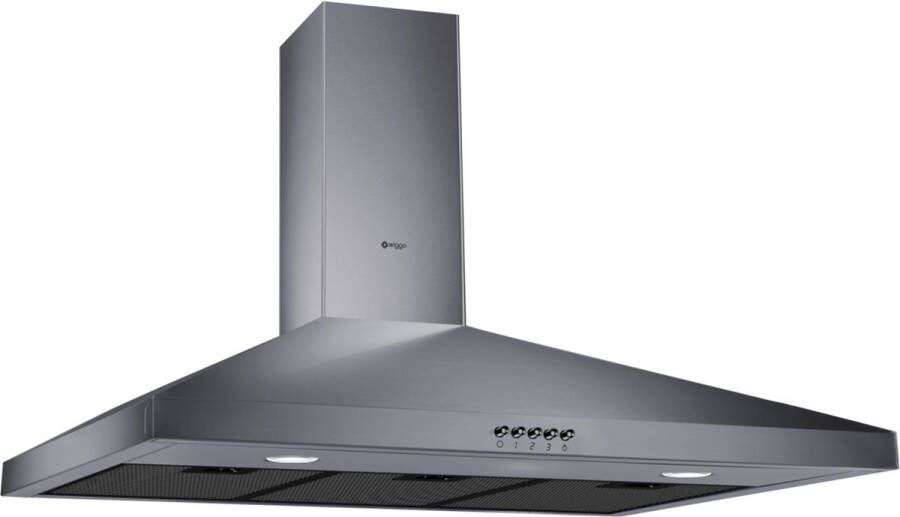 Wiggo WE-C930P(G) Wandschouw Afzuigkap 90cm Grijs
