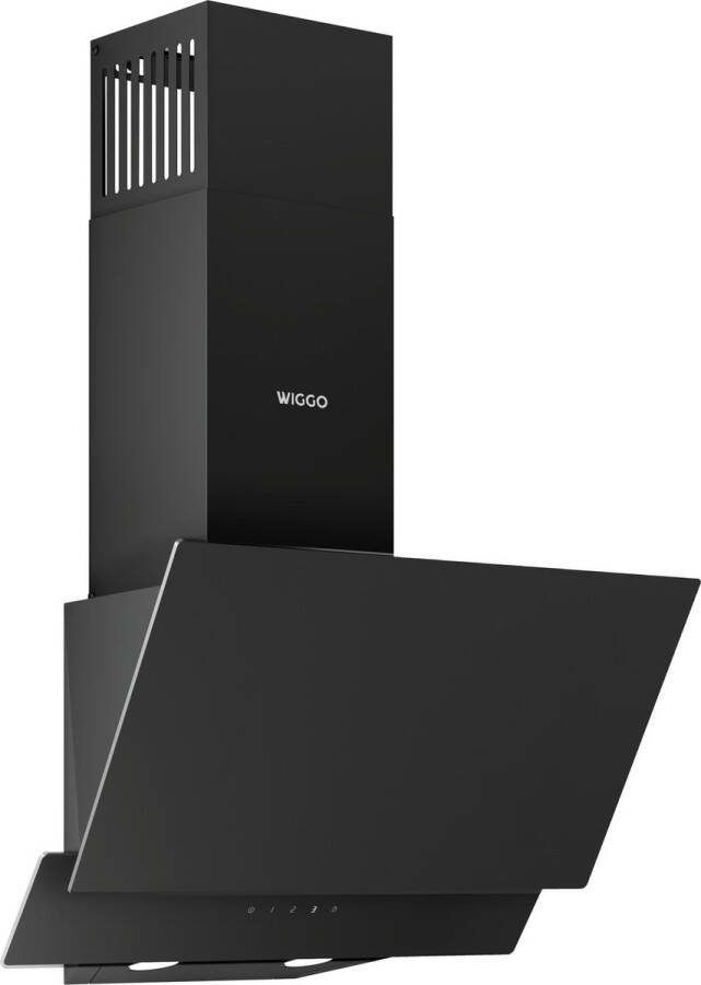 Wiggo WE-E523G(B) Schuine Afzuigkap 50cm 300m³ h 2 standen Energieklasse D Zwart Dubbel Glas LED verlichting Touch Control Koolstoffilters meegeleverdl