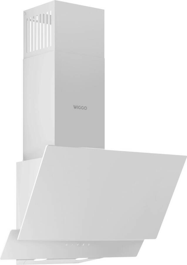 Wiggo WE-E523G(W) Schuine Afzuigkap 50cm 300m³ h 2 standen Energieklasse D Wit Dubbel Glas LED verlichting Touch Control Koolstoffilters meegeleverd