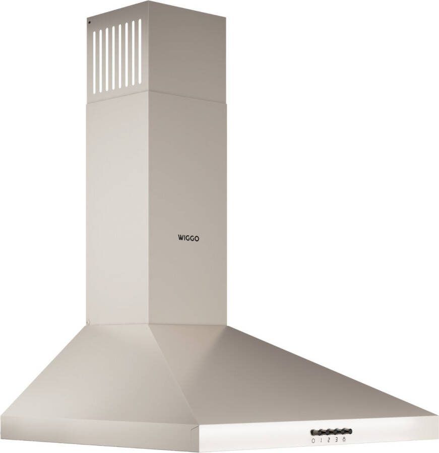 Wiggo WE‑D530P(C) – Wandschouw Afzuigkap 50 cm – Crème – 300 m³ h – Knoppenbediening – LED Verlichting – 5 jaar garantie