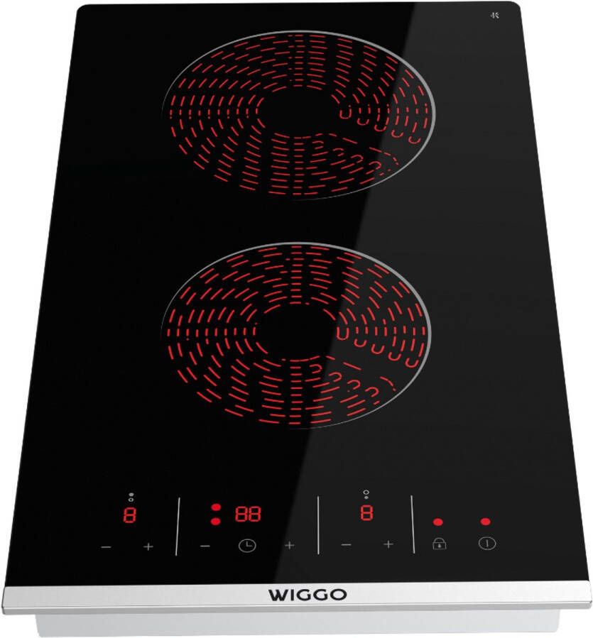 Wiggo WH-E372GC(B) Inbouw Keramische kookplaat 30 cm 2 kookzones Touch bediening Zwart 5 jaar garantie