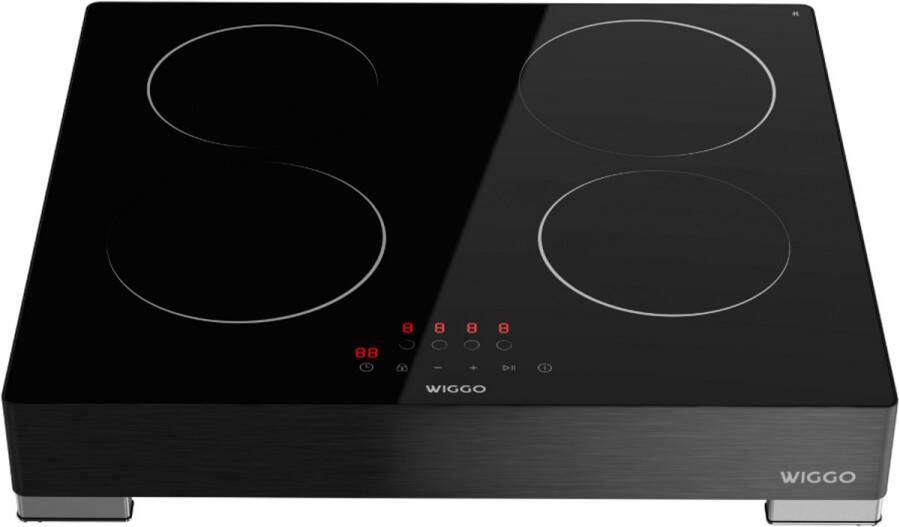 Wiggo WH EF614G(B) Vrijstaande Inductiekookplaat 60 cm 4 Kookzones Touch Control Zwart Glas 5 Jaar Garantie