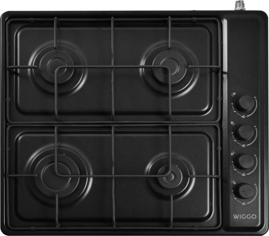 Wiggo WH-G604F(B) Vrijstaande gaskookplaat 4 kookzones Zwart (Tijdelijk een gratis koksmes van Villeroy & Boch ter waarde van 44 95€ bijgeleverd!)