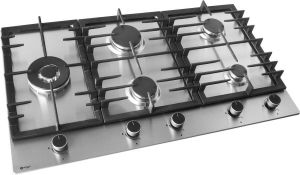 Wiggo WH-G934RR(X) Inbouw gaskookplaat met Wok 90cm Rvs