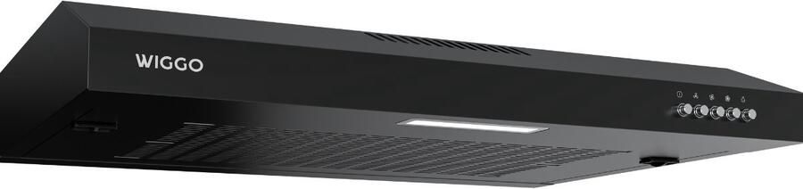 Wiggo WE-C630V(B) – Onderbouw Afzuigkap 60 cm – Zwart – 200 m³ h – Knoppenbediening – LED Verlichting – Energieklasse C – 5 jaar garantie