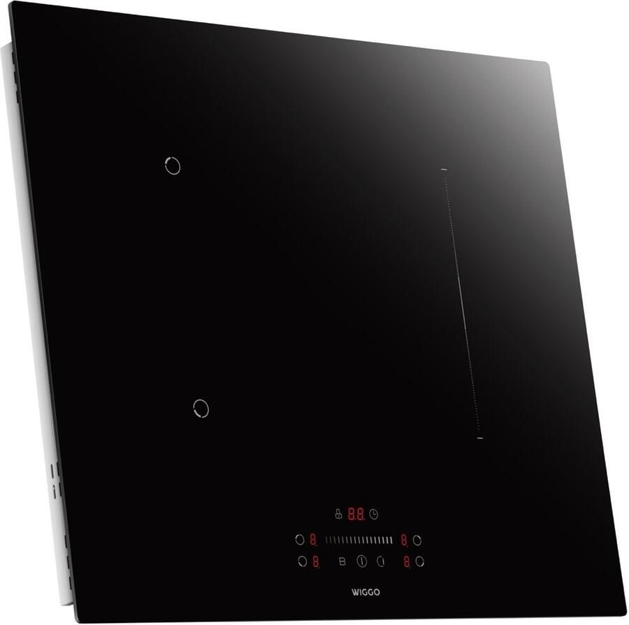 Wiggo WH-B625IRS(B) – Inbouw Inductiekookplaat – 60 cm – 4+1 kookzones met bridgefunctie – 7200W – 9 standen slide control – Boostfunctie – Touch Control – Timer – Kinderslot – 5 jaar garantie – 2 of 3 fase zonder stekker – Zwart Kristalglas