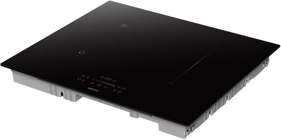 Wiggo WH-B625IRS(B) – Inbouw Inductiekookplaat – 60 cm – 4+1 kookzones met bridgefunctie – 7200W – 9 standen slide control – Boostfunctie – Touch Control – Timer – Kinderslot – 5 jaar garantie – 2 of 3 fase zonder stekker – Zwart Kristalglas - Foto 3