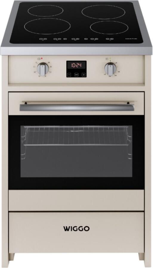 Wiggo WIO-E621A(CX) – Inductie Fornuis – 60 cm – 2 fasen (7.6 kW) – Oven 55L – 50-250°C – Metaal – Cream Inox