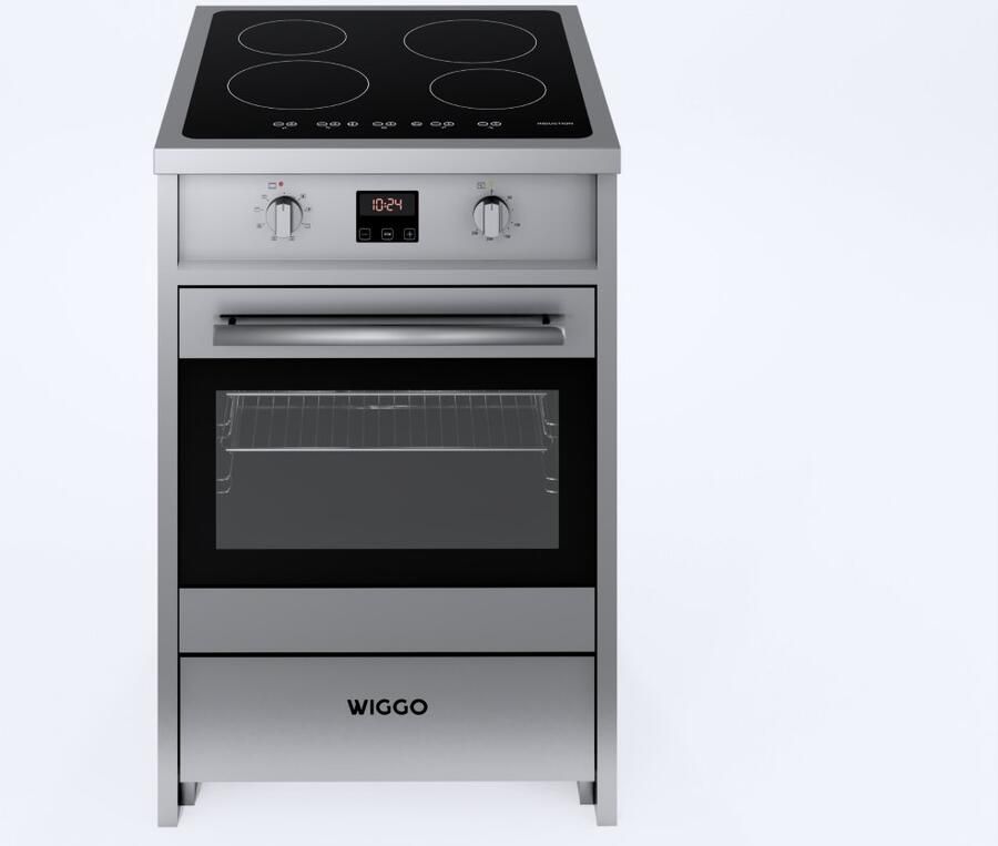 Wiggo WIO-E621A(XX) – Inductie Fornuis – 60 cm – 2 fasen (7.6 kW) – Oven 55L – 50-250°C – Metaal – Inox