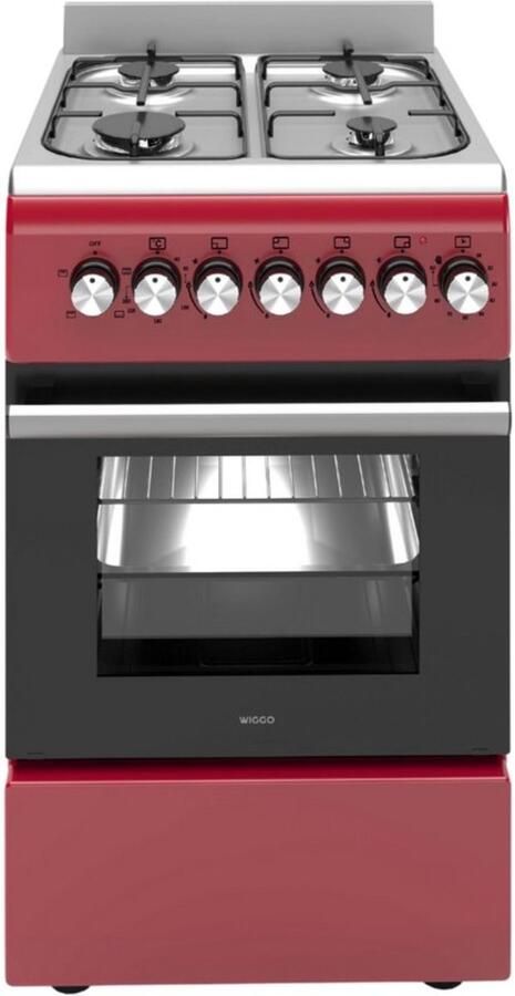 Wiggo WO-E503A(RX) Vrijstaande Gasfornuis 50 cm Rood