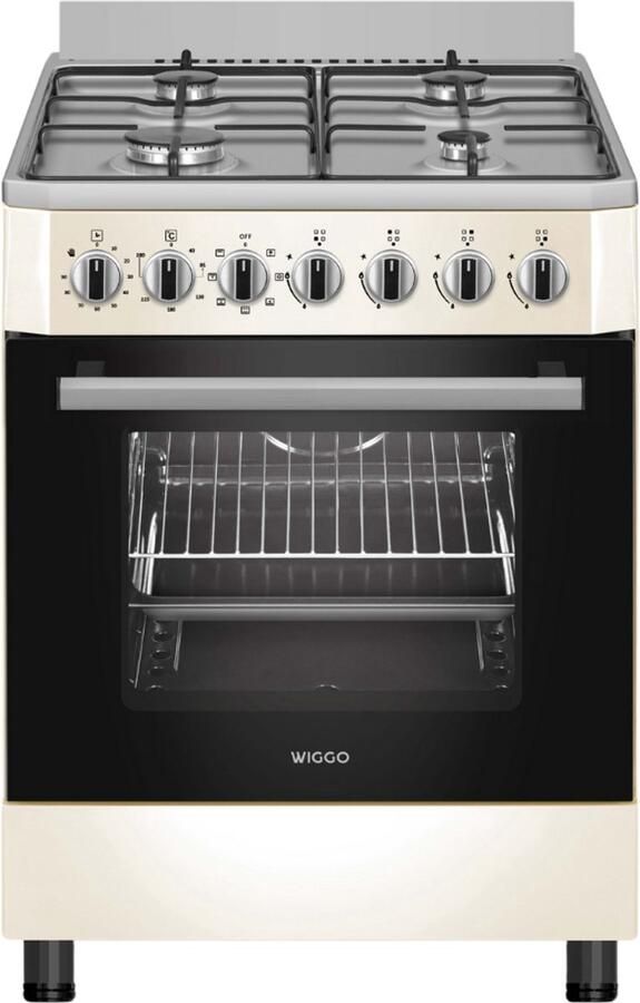 Wiggo WO-E605R(RX) – Vrijstaand Gasfornuis – 60 cm – 4 Gaspitten – Oven 66L – Energieklasse B – 5 Jaar Garantie – Rood Roestvrijstaal - Foto 1
