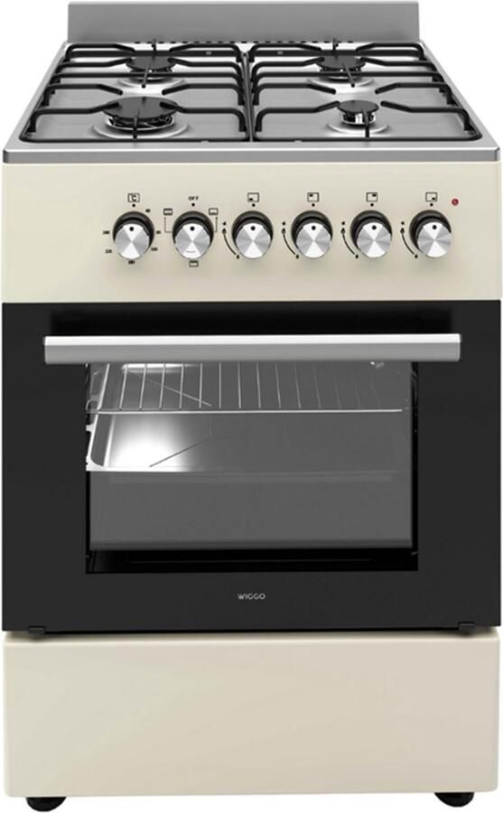 Wiggo WO-E606A(CX) – Vrijstaand Gasfornuis met Elektrische Oven (60 cm) – Creme
