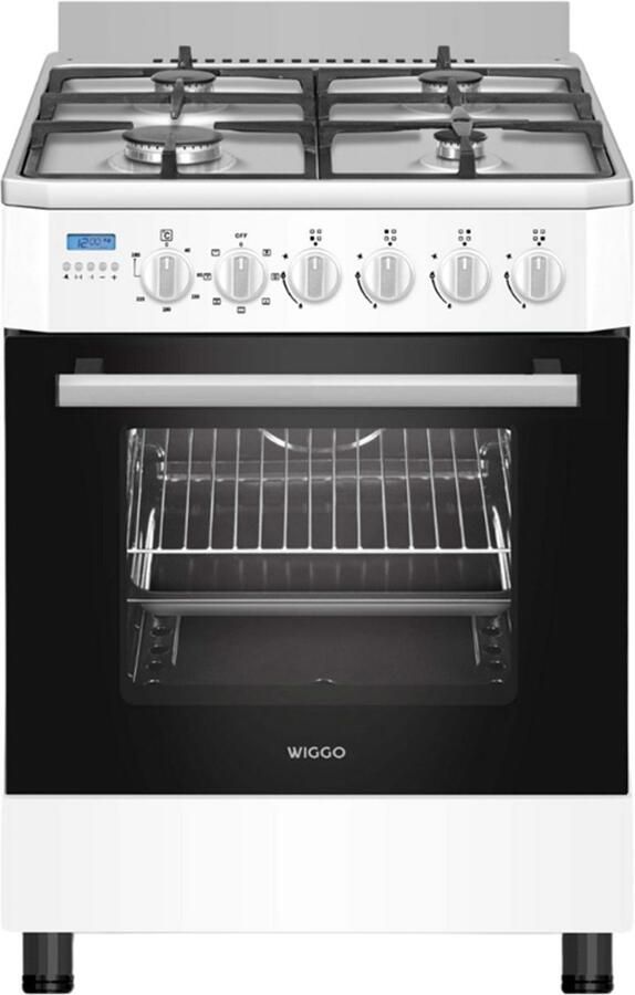 Wiggo WO-E606A(WW) – Vrijstaand Gasfornuis met Elektrische Oven (60 cm) – Wit