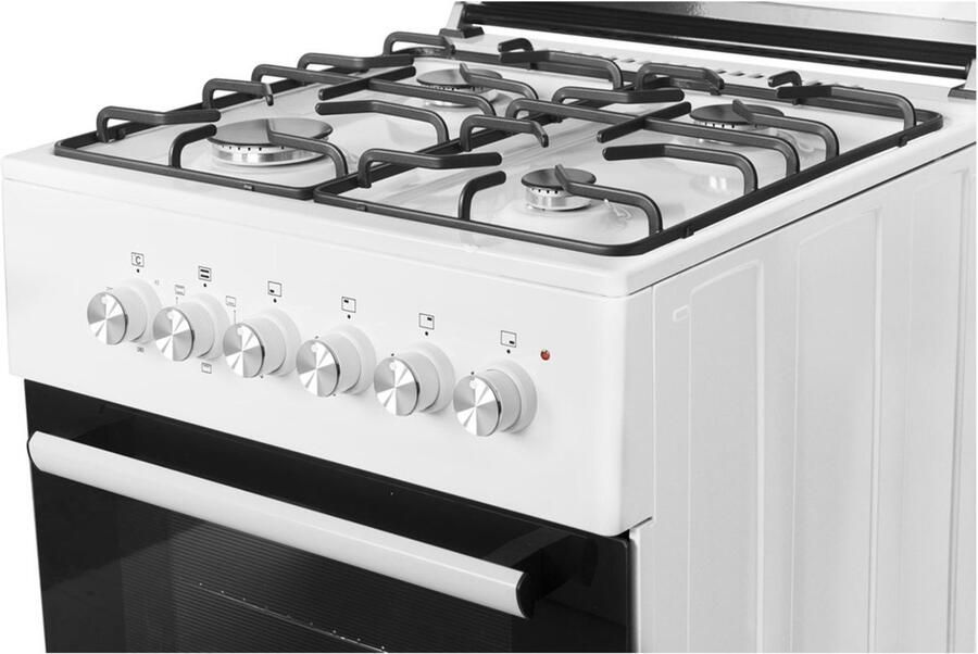 Wiggo WO-E606A(WW) – Vrijstaand Gasfornuis met Elektrische Oven (60 cm) – Wit