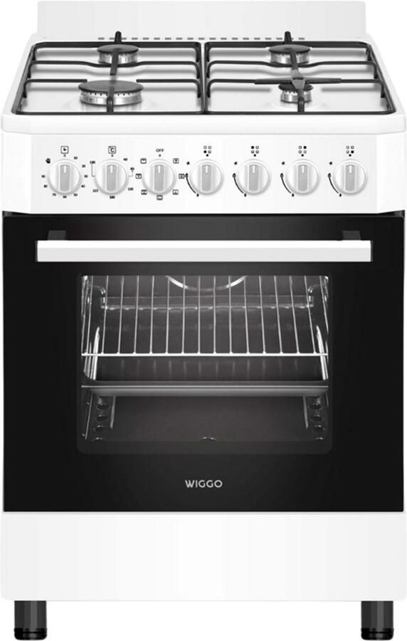 Wiggo WO-E606A(WW) – Vrijstaand Gasfornuis met Elektrische Oven (60 cm) – Wit