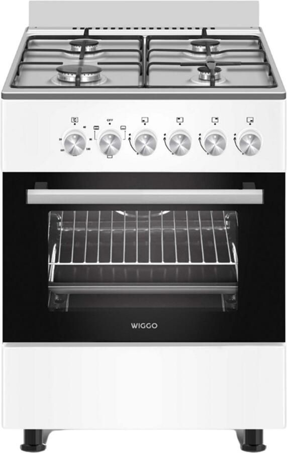 Wiggo WO-E606A(WX) – Vrijstaand Gasfornuis met Elektrische Oven (60 cm) – Wit Inox