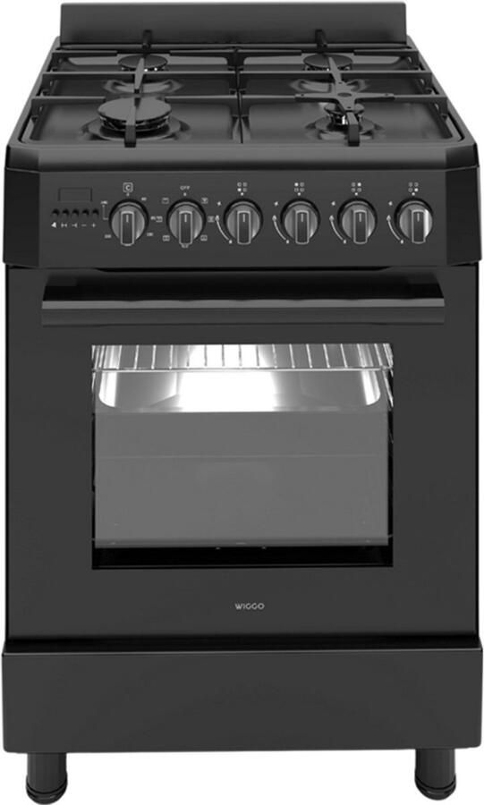 Wiggo WO-E609R(BB) – Vrijstaand gasfornuis – 60 cm – 4 kookzones – 56L elektrische oven – Zwart – Elektrische vonkontsteking & vlambeveiliging – Energieklasse A – 5 jaar garantie - Foto 2