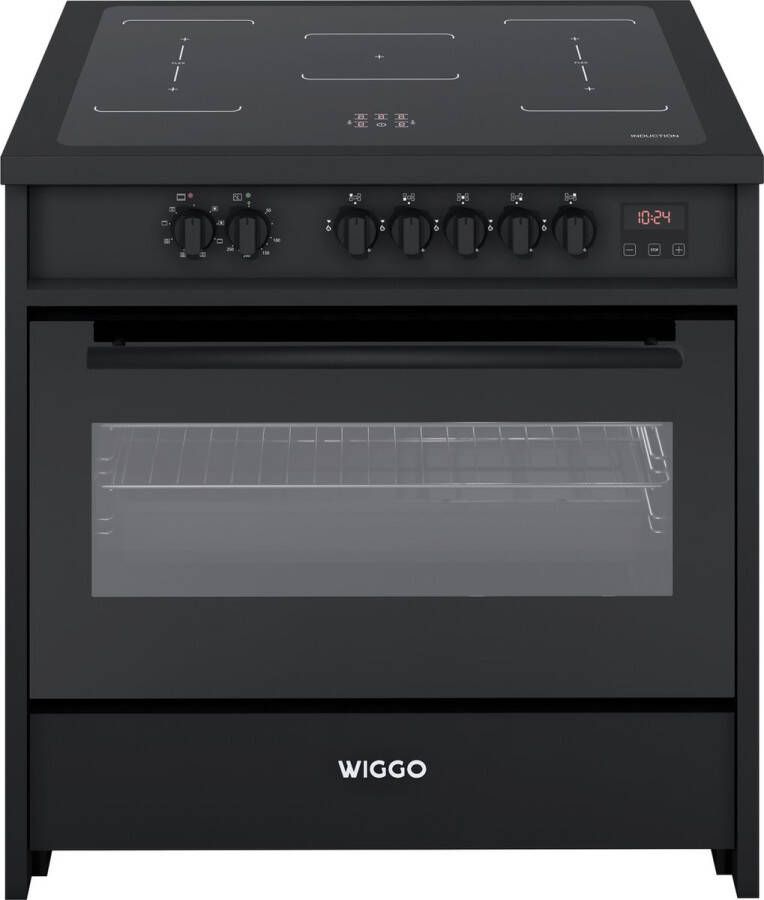 Wiggo WIO-E921A(BB) Freestanding Induction Elektrische Oven 90cm 8 Function 121 Liter 3000 W Zwart