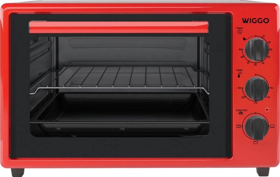 Wiggo WMO-E353(R) Vrijstaande Mini Oven 35 liter 1800 Watt Timer Rood Tijdelijk een gratis koksmes van Villeroy & Boch ter waarde van 44 95€ bijgeleverd! - Foto 4