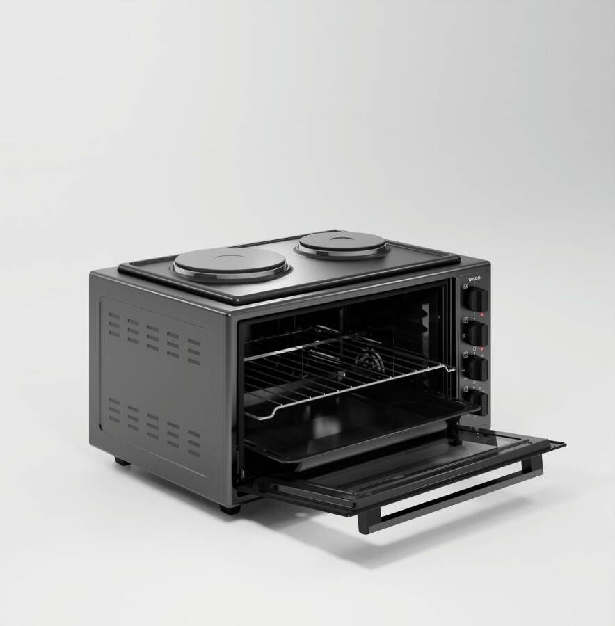 Wiggo WMO-E4562H(B) Vrijstaande oven met kookplaat 2000W 45 liter 5 jaar Garantie Zwart - Foto 2