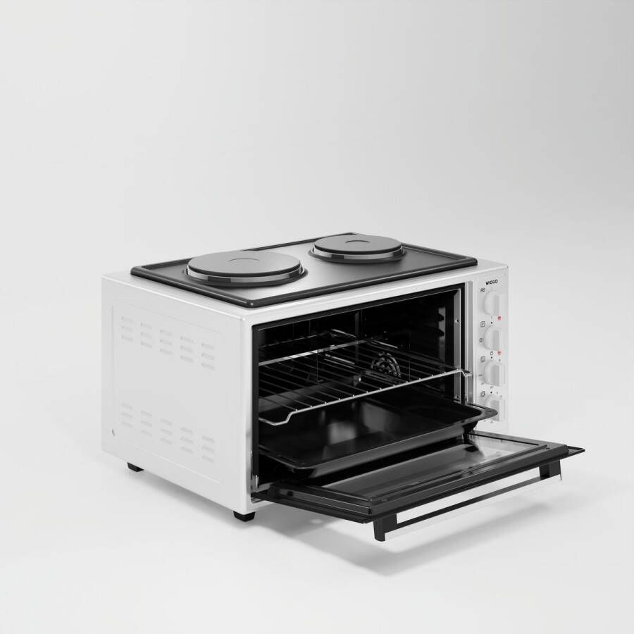 Wiggo WMO-E4562H(W) Vrijstaande oven met kookplaat 2000 W 45 liter Wit - Foto 2