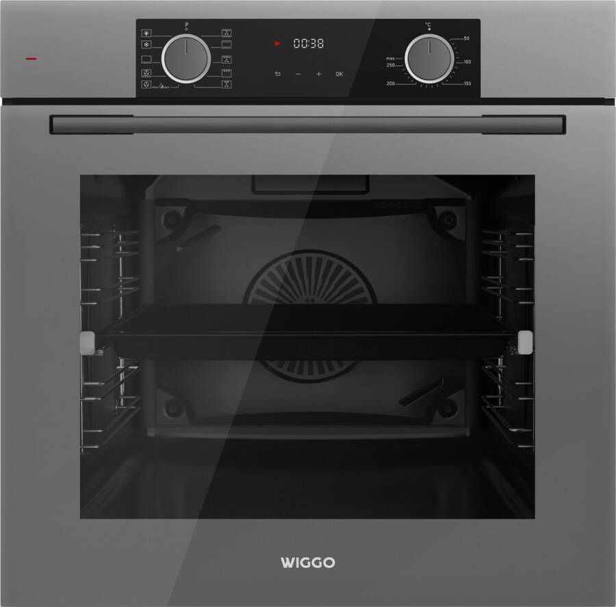 Wiggo WO-BFA610(G) Inbouw heteluchtoven 73L Airfryer functie Hetelucht Soft Close deur Telescooprails Energieklasse A Grijs 5 jaar garantie - Foto 1