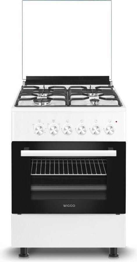 Wiggo WO-E603A(WW) Vrijstaand Gasfornuis Serie 3 60 cm 66 Liter 4 pitten Energieklasse A 5 jaar garantie Wit - Foto 1