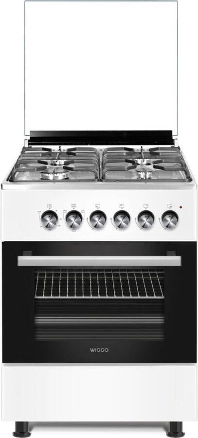 Wiggo WO-E603R(WX) Vrijstaand Gasfornuis Serie 3 60 cm 66 Liter 4 pitten Energieklasse A 5 jaar garantie Wit Rvs - Foto 2