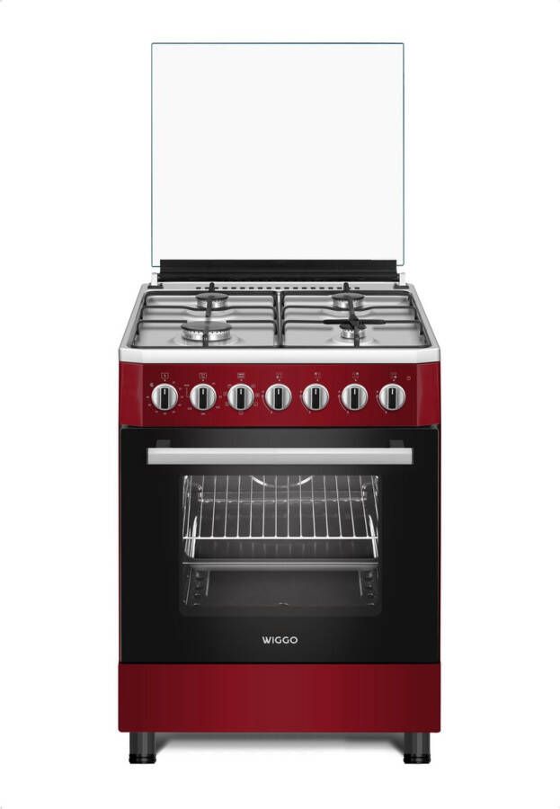 Wiggo WO-E605R(RX) – Vrijstaand Gasfornuis – 60 cm – 4 Gaspitten – Oven 66L – Energieklasse B – 5 Jaar Garantie – Rood Rvs - Foto 2
