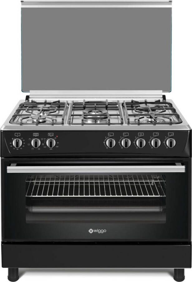 Wiggo WO-E903R(BX) Gasfornuis 5 Kookzones 5 Ovenstanden Wokbrander Timer 5 Jaar Garantie Zwart Rvs - Foto 2