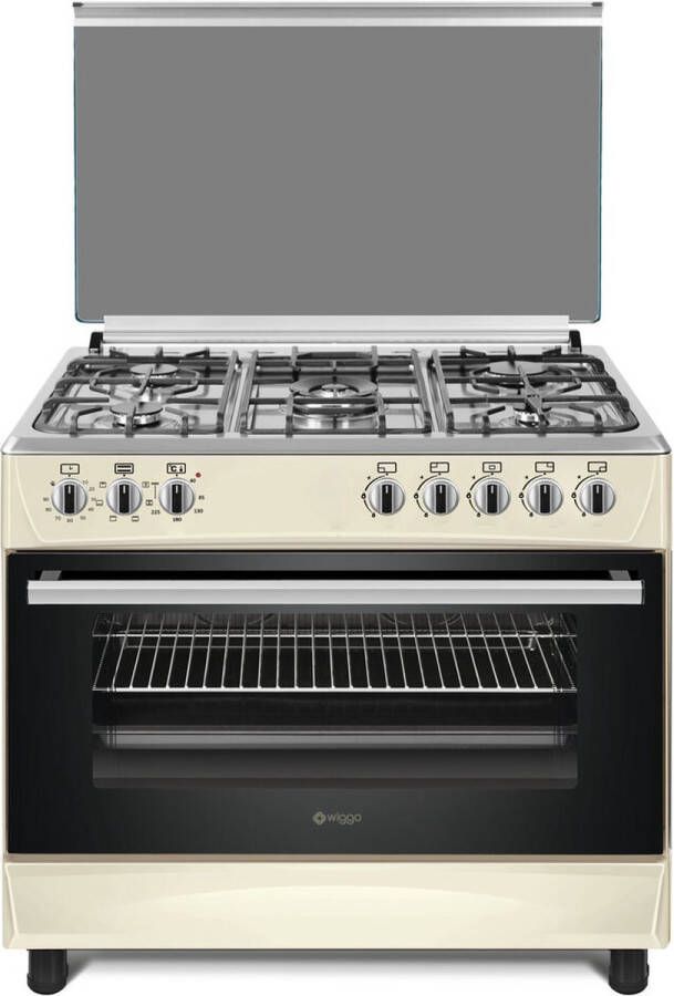 Wiggo WO-E903R(CX) Gasfornuis 5 Kookzones 5 Ovenstanden Wokbrander Timer 5 Jaar Garantie Créme Rvs - Foto 2