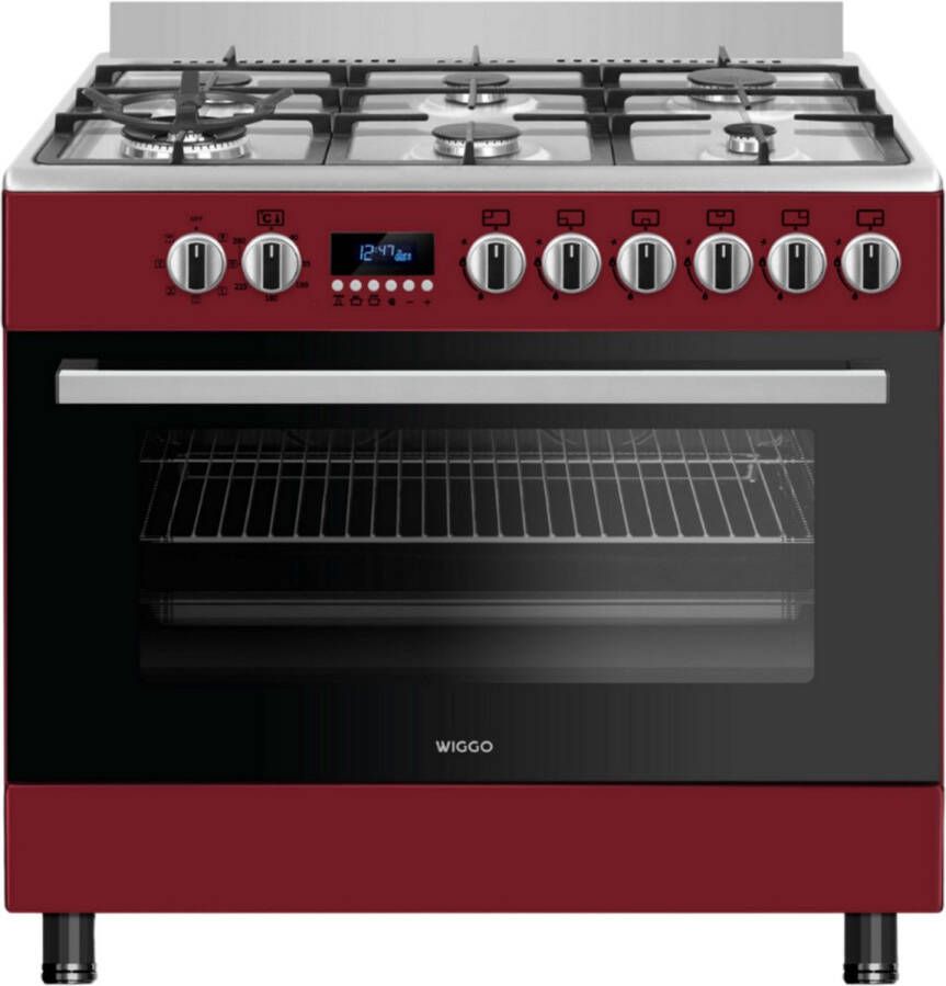 Wiggo WO-E969R(RX) Serie 9 Gasfornuis Rood Rvs