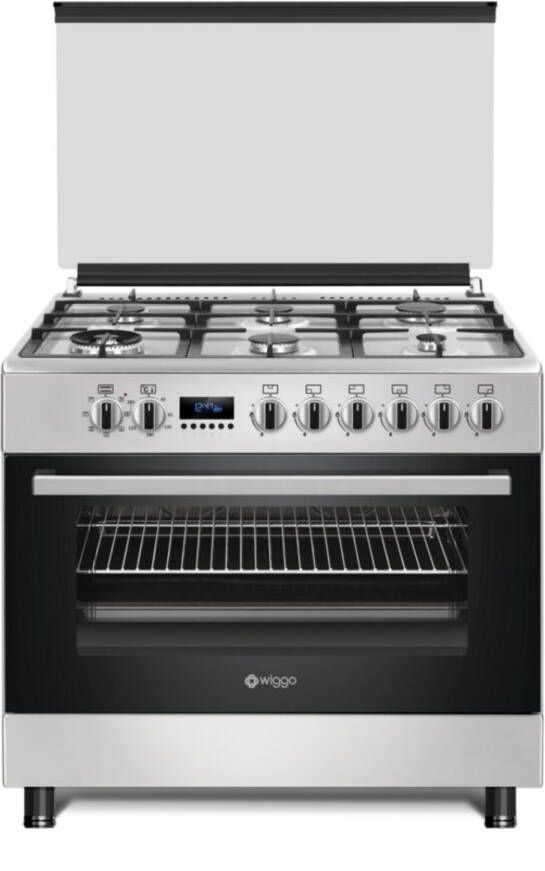 Wiggo WO‑E969R(XX) – Vrijstaand gasfornuis – 90 cm – 6 kookzones met dubbele wokbrander – 110L elektrische oven – Roestvrijstaal – Elektrische vonkontsteking & vlambeveiliging – Energieklasse B – 5 jaar garantie - Foto 4
