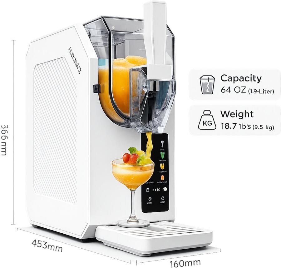 Wit ITRONIQ Slushie Machine 1 9 Liter Frozen Drink Maker Slush Maker Milkshake Cocktail Frappé 6 Programma's 250W