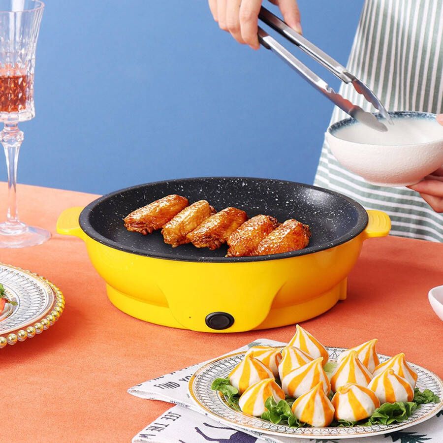 WizBay Premium Select Bak Grillplaat Anti Baklaag Elektrisch Aluminium 2 tot 4 Personen Binnen Buiten Funcooking 26x26x10cm Geel