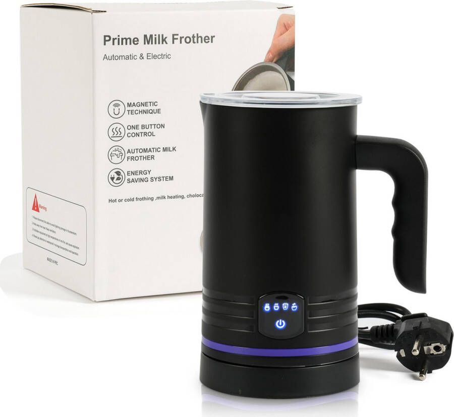 WLC Elektrische Melkopschuimer 4-in-1 430 ML Melkschuimer Warm Koud Opschuimen Mat Zwart