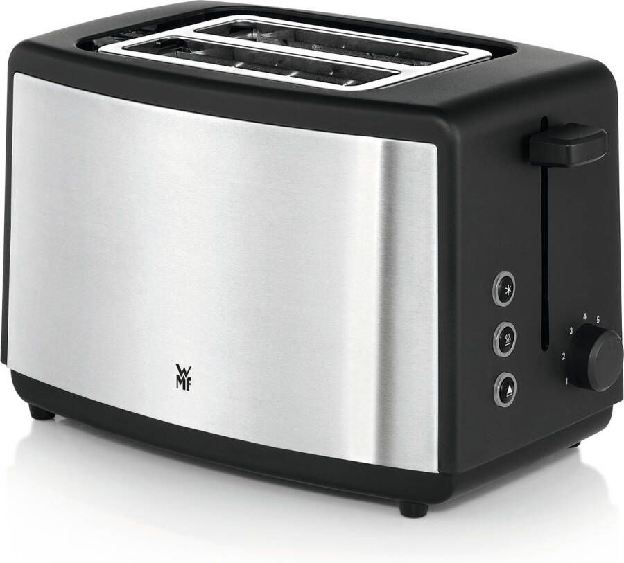 WMF Toaster Bueno Edition 2-sneetjes-toaster met geïntegreerd broodjesrooster 7 bruiningsniveaus broodcentrering kruimellade cromargan behuizing