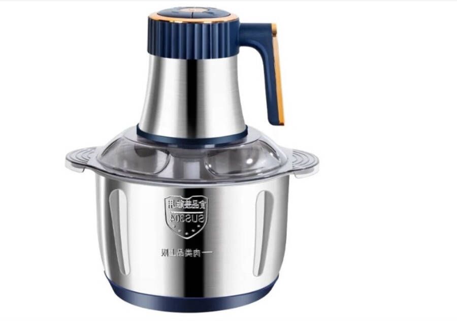 WNHB Elektrische Hakmolen 5L RVS 500W Keukenmachine met 5 Snelheden en 6 Messen Stil en Antislip Multifunctioneel Hakapparaat