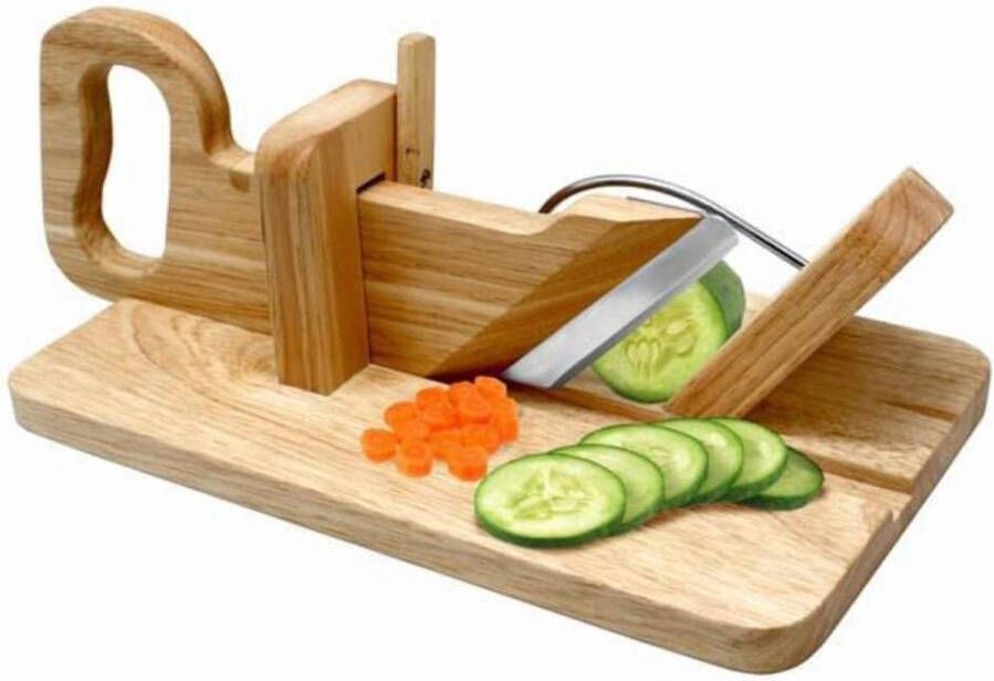 WNHB Guillotine voor Worst en Kaas Houten Vleessnijder met RVS Mes Traditionele Saucisson Snijder
