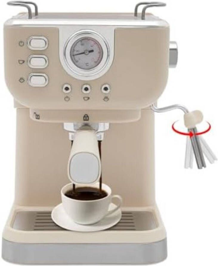 WNHB Professionele Espressomachine – Semi-automaat met Stoompijpje – Volautomatische Espresso & Cappuccino Machine – Met Melkopschuimer – Voor Koffieliefhebbers Thuis of op Kantoor