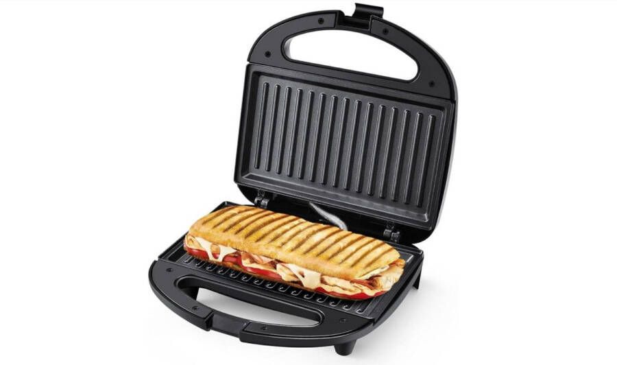 WNHB Tosti Apparaat voor 2 Tosti s Croque Monsieur Toestel met Instelbare Temperatuur en Antiaanbaklaag Uitklapbare Panini en Contactgrill