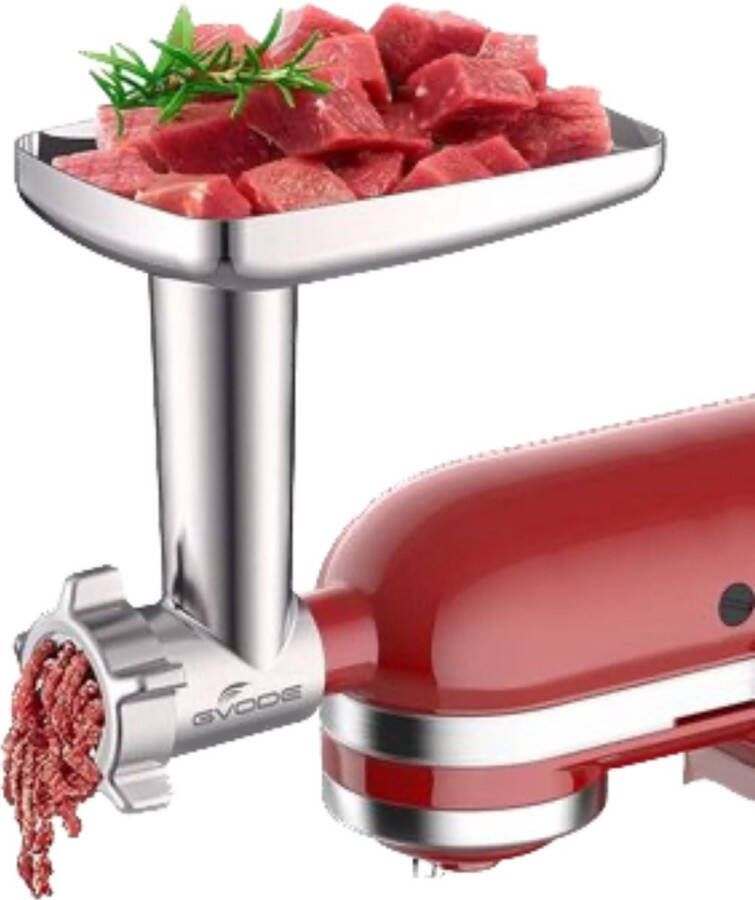 WNHB Vleesmolen en Slicer Shredder Opzetstuk Geschikt voor KitchenAid Keukenmachine Inclusief Rasp Snijschijven en Worststoppers Metalen Gehaktmolen Accessoires Set