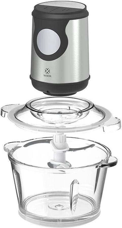 WOOX Elektrische Hakmolen 2 Liter – Glazen Kom – RVS Messen – Vleeshakker & Groentehakker – Voor Vlees Groenten Fruit en Babyvoeding