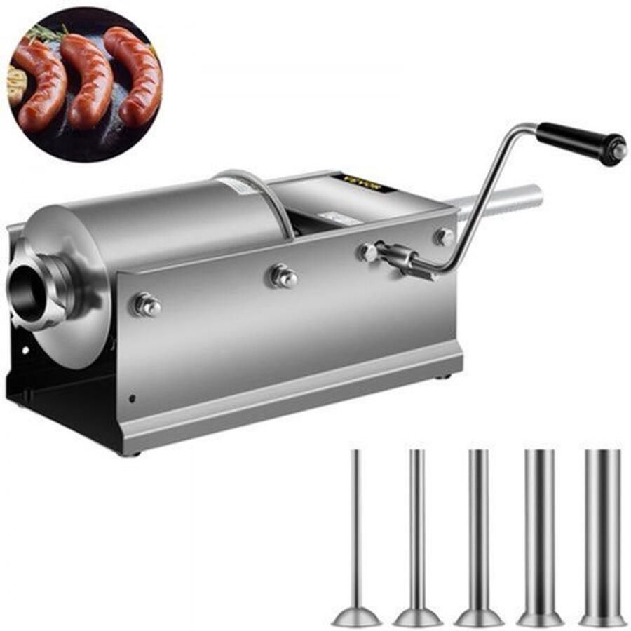 Worstenvuller Handmatig 3L Roestvrij Staal 304 Materiaal Horizontaal Ontwerp Voor Worst En Hotdog Bereiding