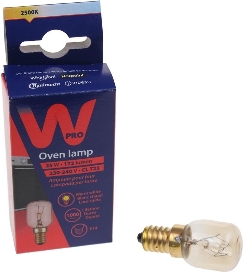 Wpro OVEN LAMP T25 230V-240V 25W E14S BRASS C C00863215