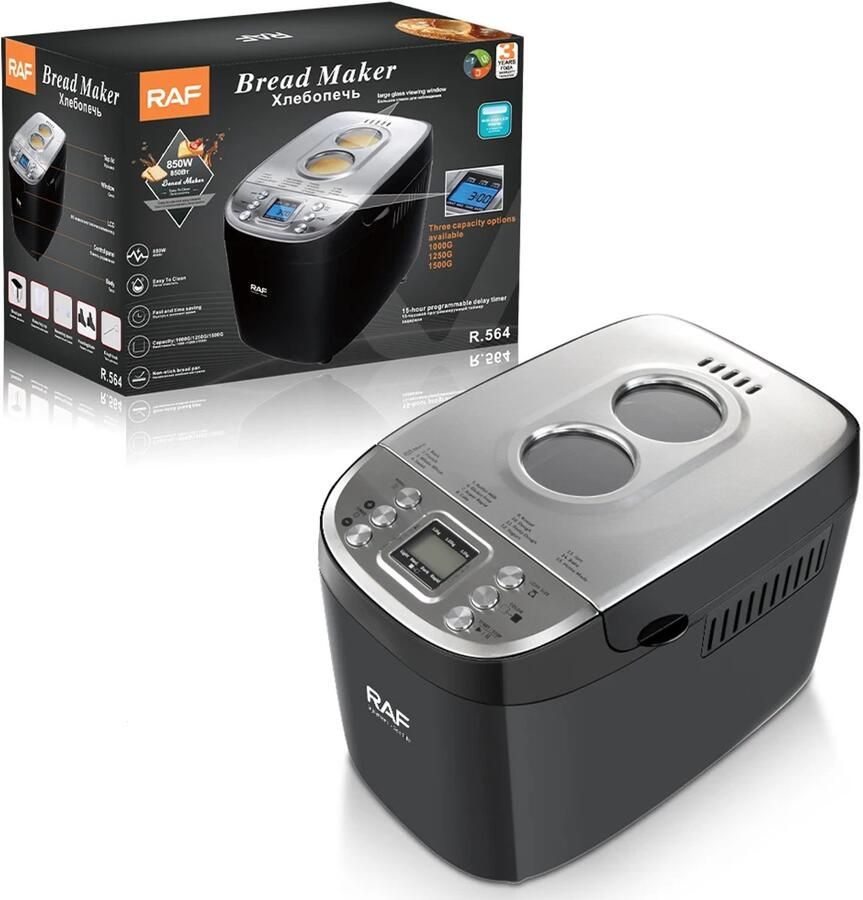 Xcruiser RAF R.564 Broodbakmachine 850W – 15 Programma's – 1000 1250 1500g – 15 Uur Timer – LCD Display – Anti-aanbak